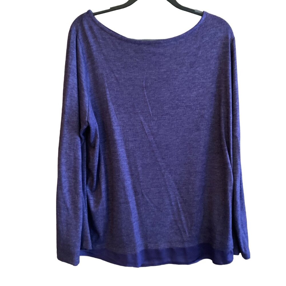 Womens 1X LANDS END SWEATER TOP Heathered Purple BACK DETAIL Criss Cross EUC